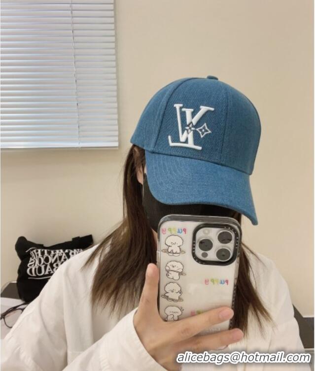 Best Grade Louis Vuitton Denim Baseball Hat L0302 Blue 2024