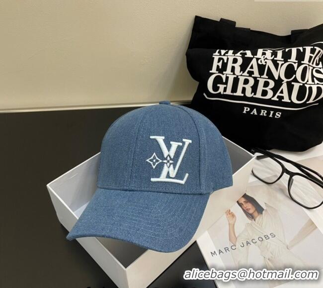 Best Grade Louis Vuitton Denim Baseball Hat L0302 Blue 2024