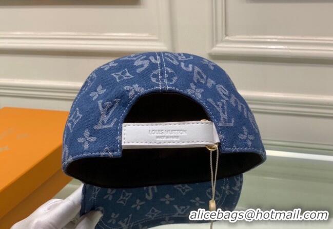 Top Quality Supreme x Louis Vuitton Denim Baseball Hat 3014 Blue 2024
