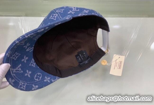 Top Quality Supreme x Louis Vuitton Denim Baseball Hat 3014 Blue 2024