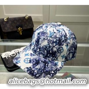 Buy Classic Louis Vuitton Printed Baseball hat 0514 Blue/White 2024
