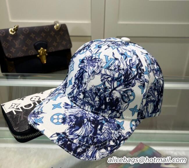 Buy Classic Louis Vuitton Printed Baseball hat 0514 Blue/White 2024