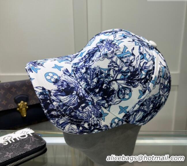 Buy Classic Louis Vuitton Printed Baseball hat 0514 Blue/White 2024