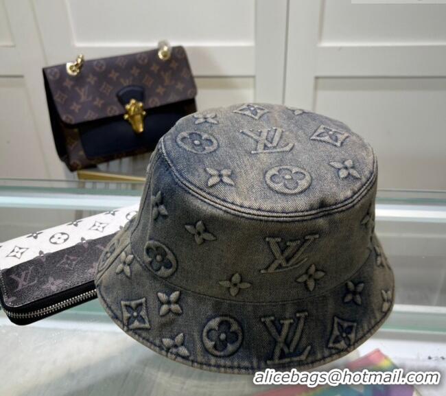 Best Quality Louis Vuitton Denim Bucket Hat 0619 Grey 2024