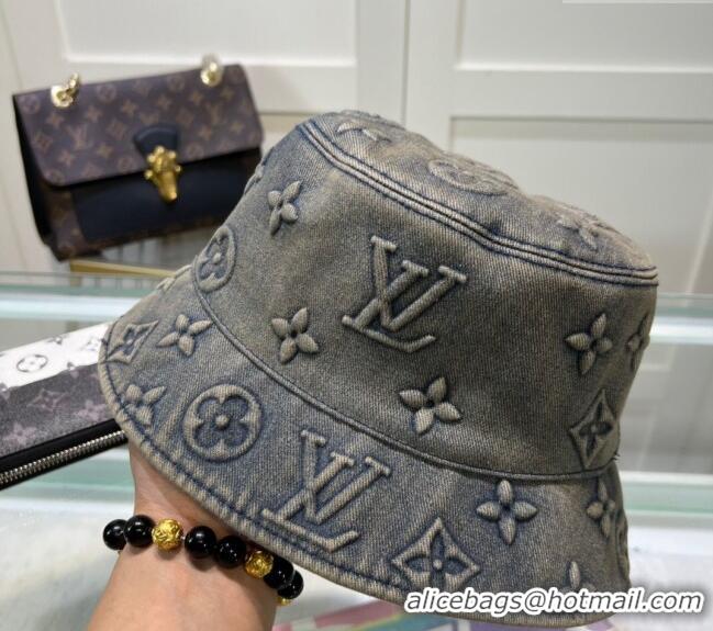 Best Quality Louis Vuitton Denim Bucket Hat 0619 Grey 2024