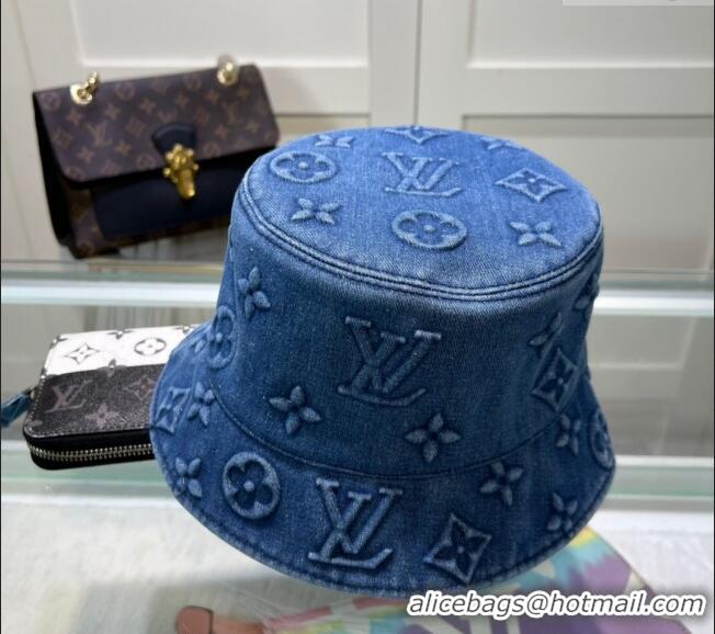 Spot Promotional Louis Vuitton Denim Bucket Hat 0619 Blue 2024