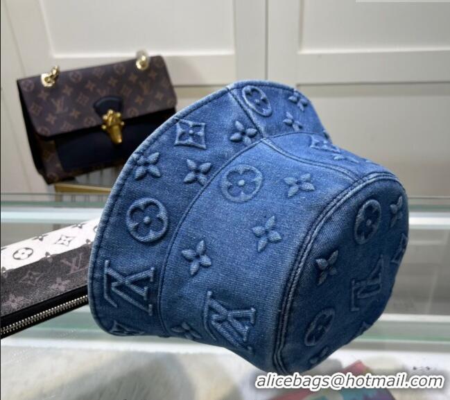 Spot Promotional Louis Vuitton Denim Bucket Hat 0619 Blue 2024