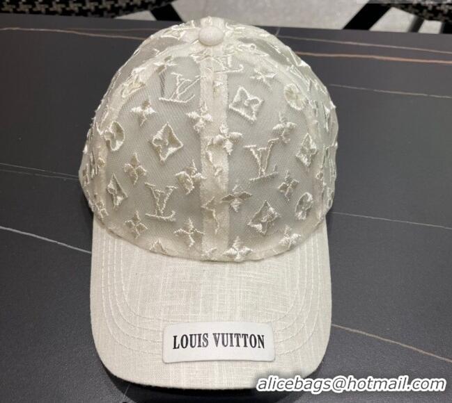 Well Crafted Louis Vuitton Monogram Mesh Baseball Hat 0619 White 2024