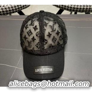 Big Discount Louis Vuitton Monogram Mesh Baseball Hat 0619 Black 2024