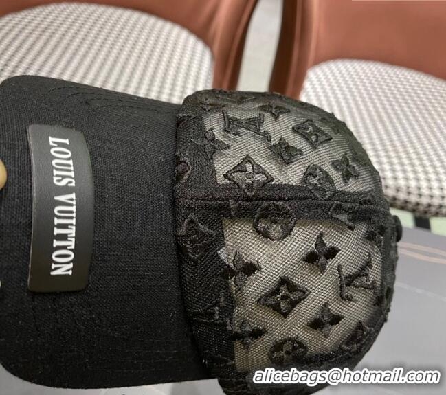 Big Discount Louis Vuitton Monogram Mesh Baseball Hat 0619 Black 2024