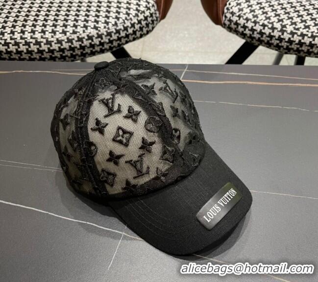 Big Discount Louis Vuitton Monogram Mesh Baseball Hat 0619 Black 2024