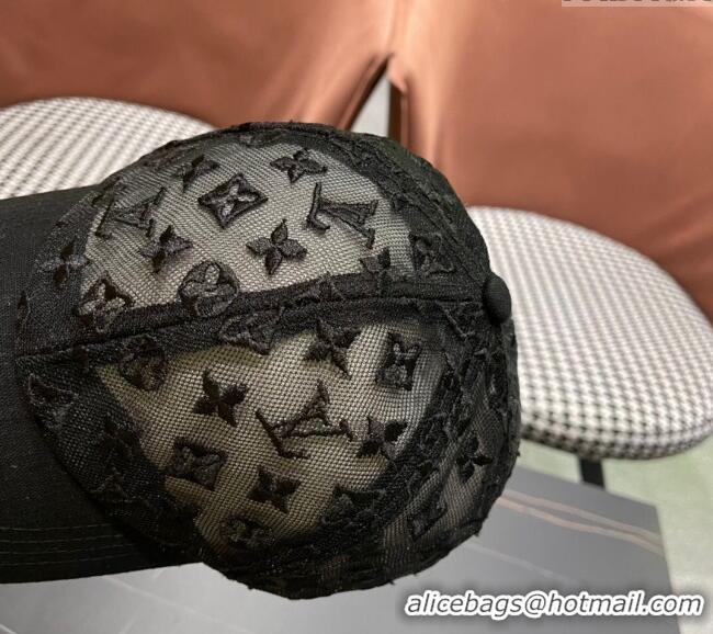 Big Discount Louis Vuitton Monogram Mesh Baseball Hat 0619 Black 2024