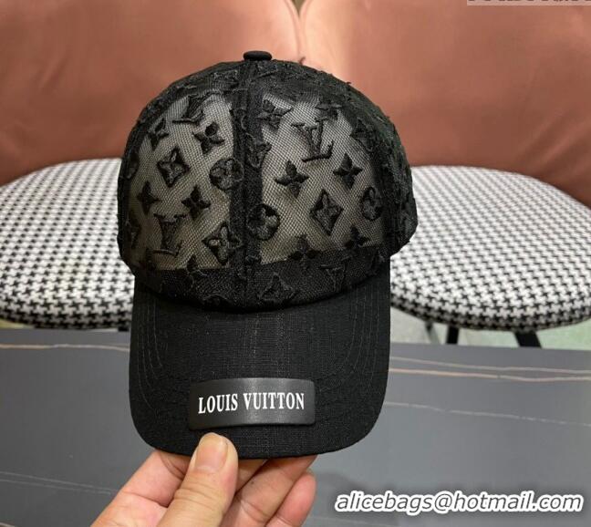 Big Discount Louis Vuitton Monogram Mesh Baseball Hat 0619 Black 2024