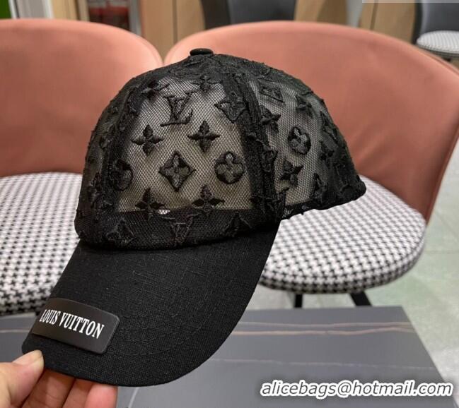 Big Discount Louis Vuitton Monogram Mesh Baseball Hat 0619 Black 2024