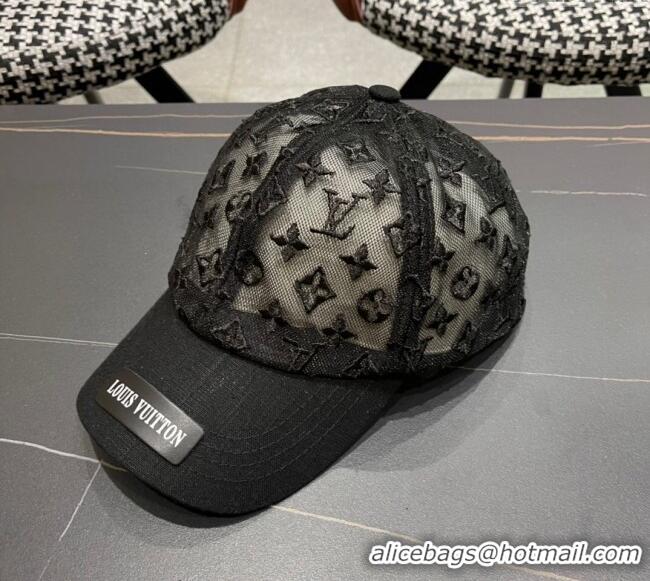 Big Discount Louis Vuitton Monogram Mesh Baseball Hat 0619 Black 2024