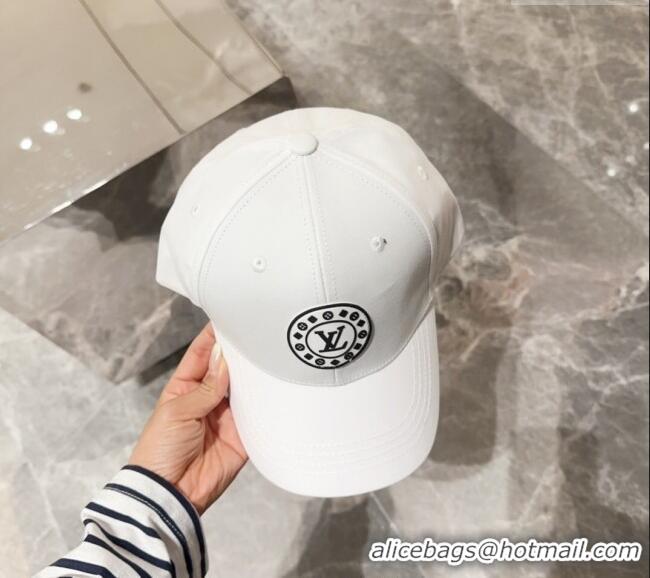 Discount Louis Vuitton Canvas Baseball Hat with LV Circle 10135 White 2024