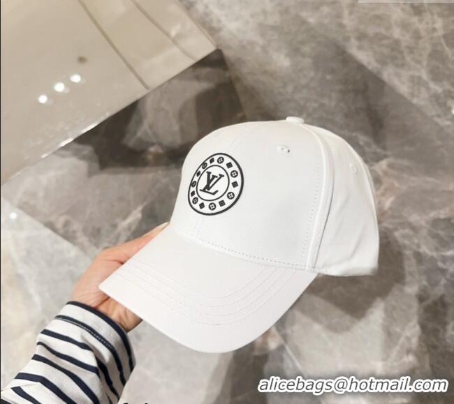 Discount Louis Vuitton Canvas Baseball Hat with LV Circle 10135 White 2024
