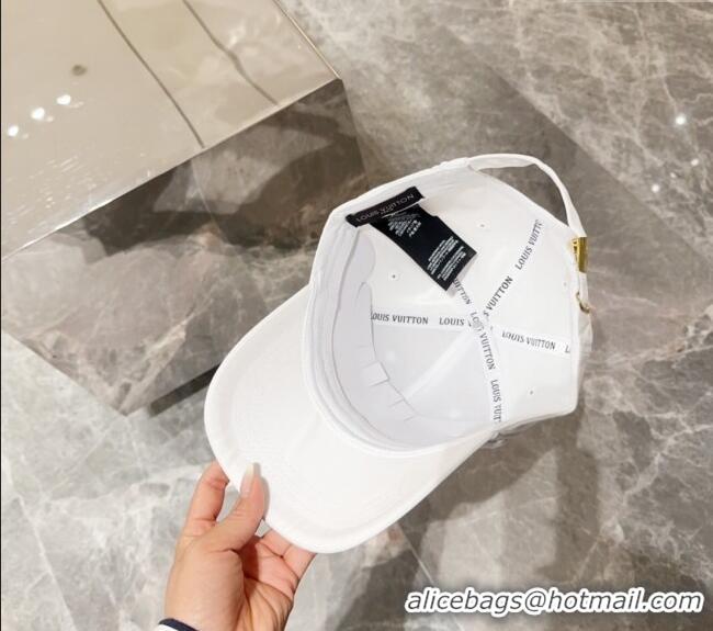 Discount Louis Vuitton Canvas Baseball Hat with LV Circle 10135 White 2024