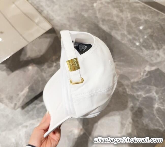 Discount Louis Vuitton Canvas Baseball Hat with LV Circle 10135 White 2024