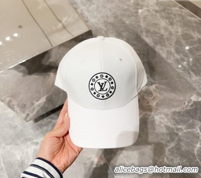 Discount Louis Vuitton Canvas Baseball Hat with LV Circle 10135 White 2024