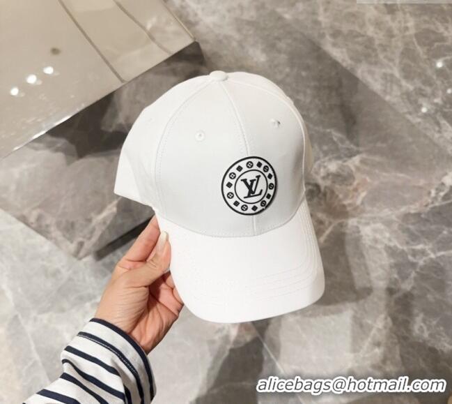 Discount Louis Vuitton Canvas Baseball Hat with LV Circle 10135 White 2024