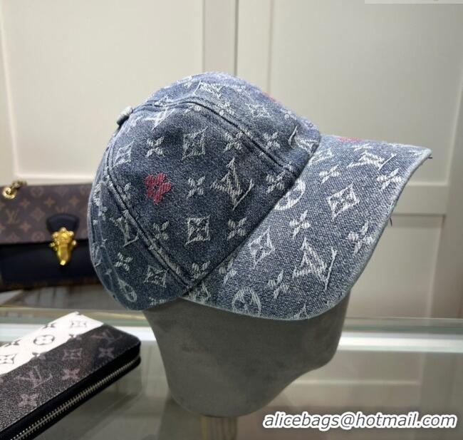New Design Louis Vuitton Denim Baseball Hat 071002 Grey 2024