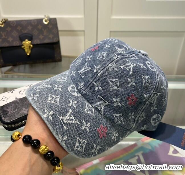 New Design Louis Vuitton Denim Baseball Hat 071002 Grey 2024