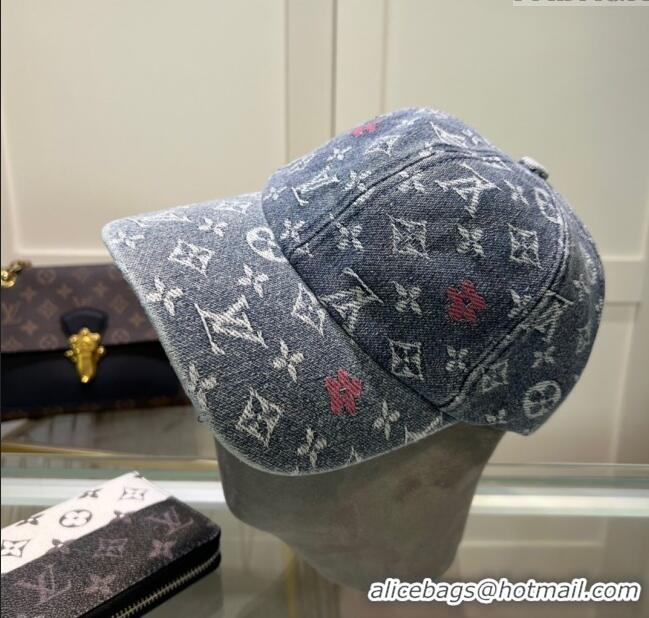 New Design Louis Vuitton Denim Baseball Hat 071002 Grey 2024