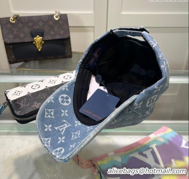 Best Quality Louis Vuitton Denim Baseball Hat 071002 Pale Blue 2024