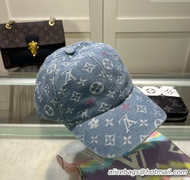 Best Quality Louis Vuitton Denim Baseball Hat 071002 Pale Blue 2024