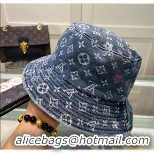 Top Quality Louis Vuitton Denim Bucket Hat 071002 Dark Blue 2024