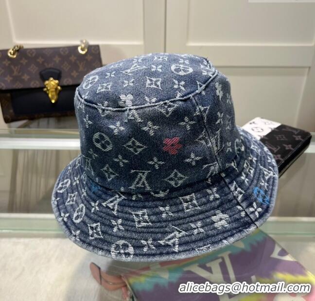 Top Quality Louis Vuitton Denim Bucket Hat 071002 Dark Blue 2024