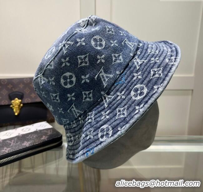 Top Quality Louis Vuitton Denim Bucket Hat 071002 Dark Blue 2024