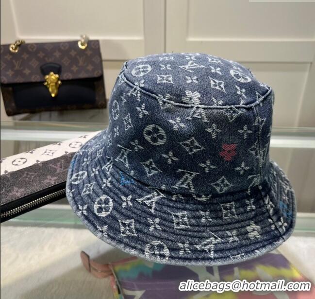 Top Quality Louis Vuitton Denim Bucket Hat 071002 Dark Blue 2024