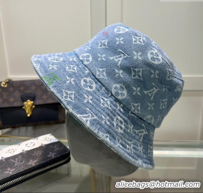 Cheap Wholesale Louis Vuitton Denim Bucket Hat 071002 Light Blue 2024