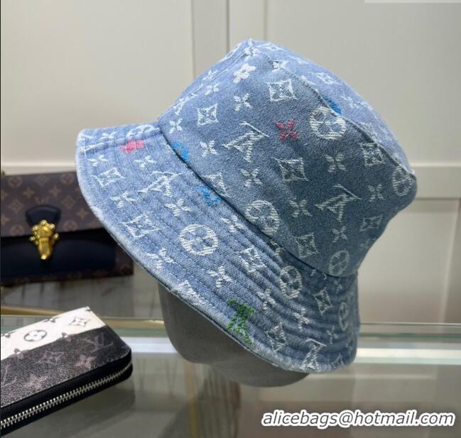 Cheap Wholesale Louis Vuitton Denim Bucket Hat 071002 Light Blue 2024
