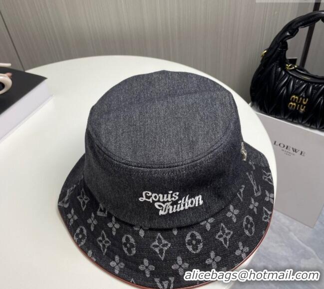 Best Grade Louis Vuitton Denim Bucket Hat 073001 Black 2024