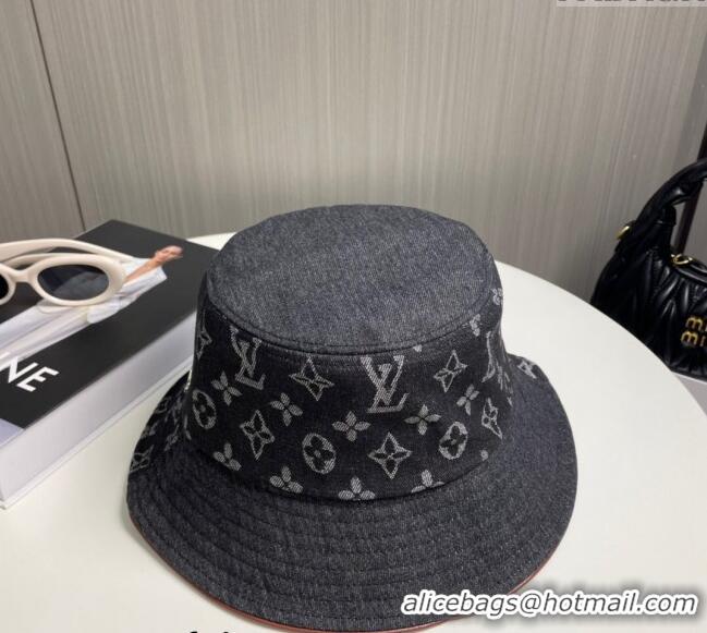 Best Grade Louis Vuitton Denim Bucket Hat 073001 Black 2024