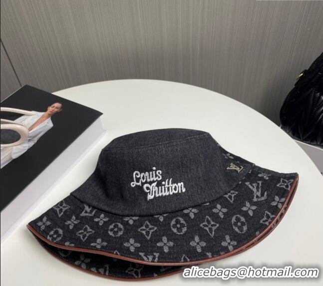 Best Grade Louis Vuitton Denim Bucket Hat 073001 Black 2024