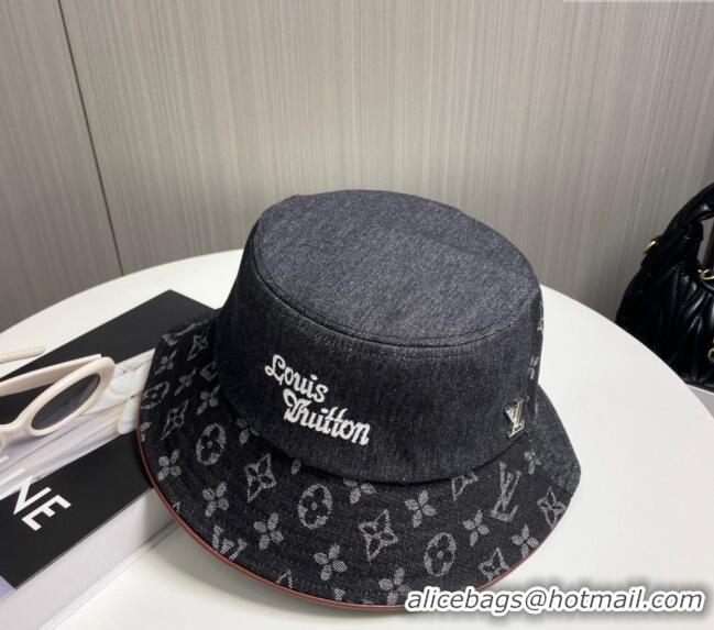 Best Grade Louis Vuitton Denim Bucket Hat 073001 Black 2024