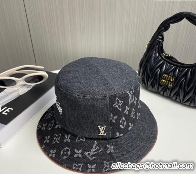 Best Grade Louis Vuitton Denim Bucket Hat 073001 Black 2024