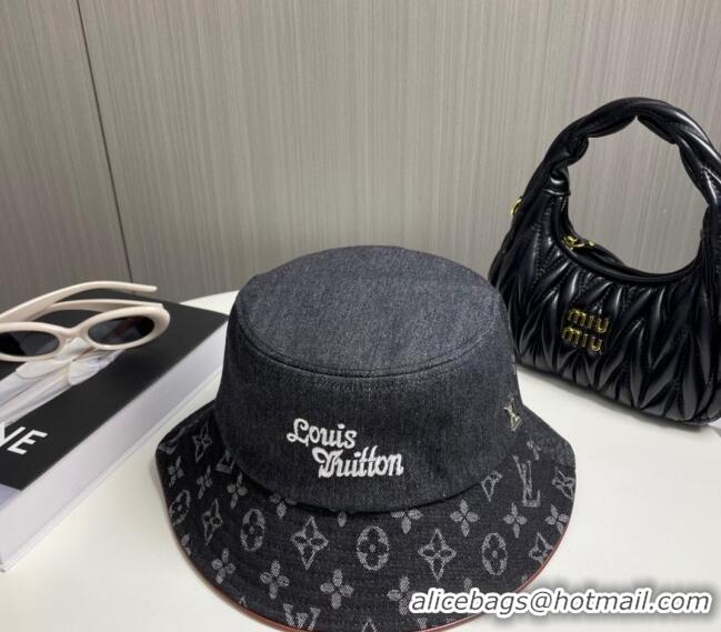 Best Grade Louis Vuitton Denim Bucket Hat 073001 Black 2024
