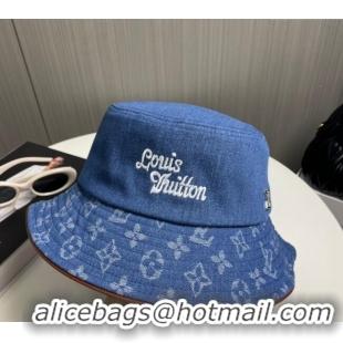 New Fashion Louis Vuitton Denim Bucket Hat 073001 Blue 2024