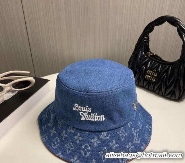 New Fashion Louis Vuitton Denim Bucket Hat 073001 Blue 2024