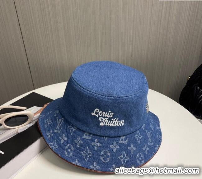 New Fashion Louis Vuitton Denim Bucket Hat 073001 Blue 2024