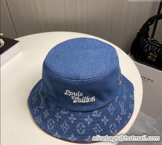 New Fashion Louis Vuitton Denim Bucket Hat 073001 Blue 2024