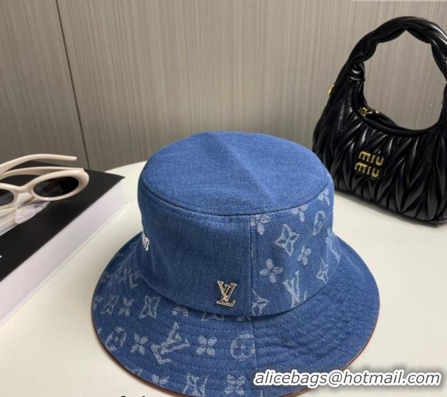 New Fashion Louis Vuitton Denim Bucket Hat 073001 Blue 2024