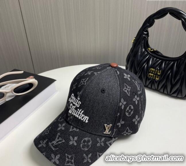 New Product Louis Vuitton Denim Baseball Hat 073001 Beige/Black 2024