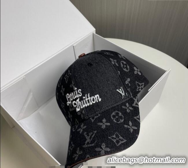New Product Louis Vuitton Denim Baseball Hat 073001 Beige/Black 2024