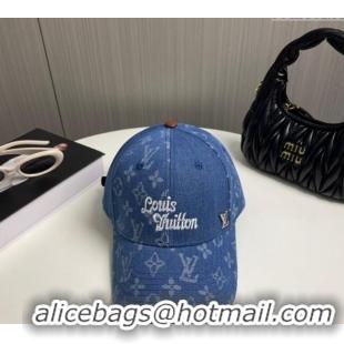 High Quality Louis Vuitton Denim Baseball Hat 073001 Blue 2024